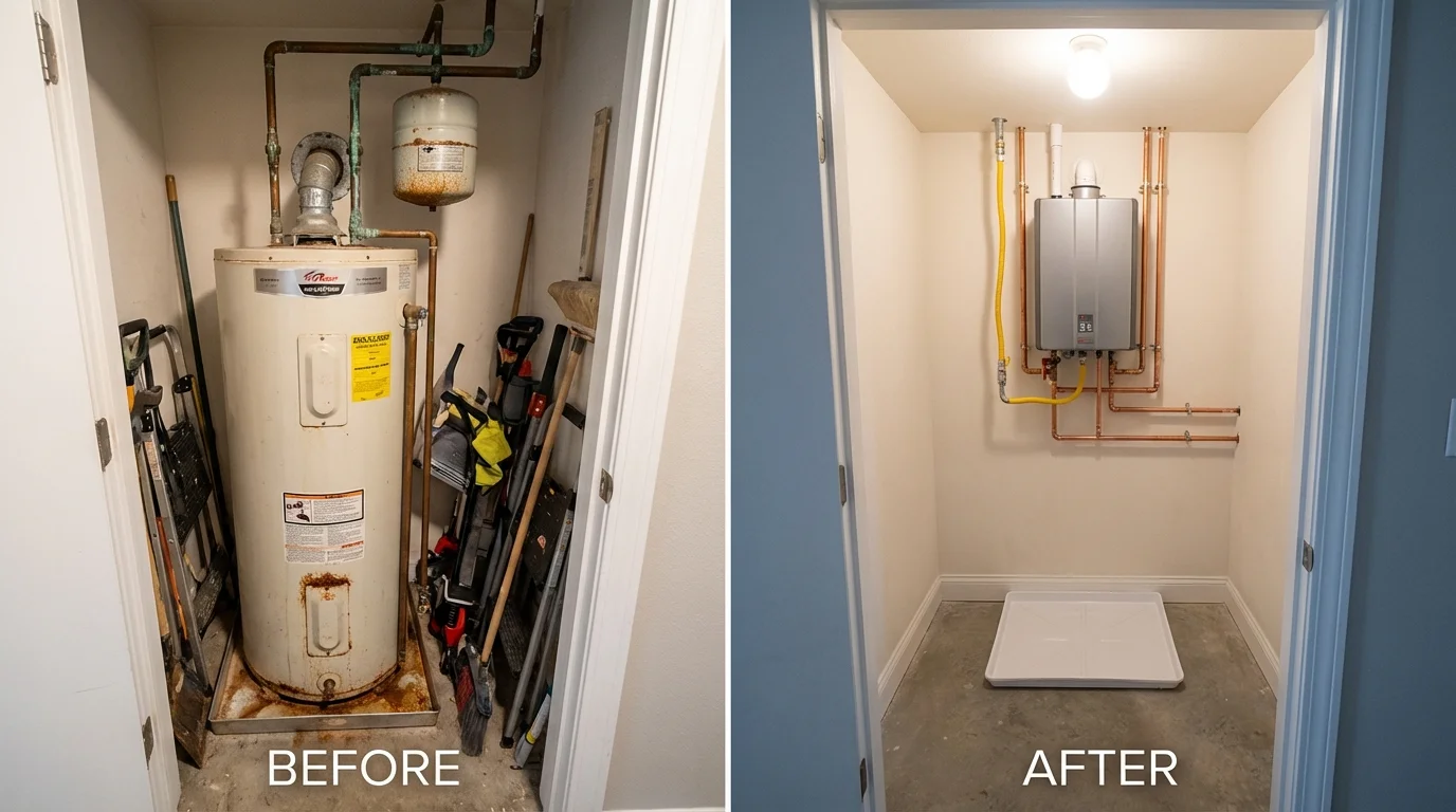Tank water heater versus wall-mounted tankless unit comparison for Anson, TX homeowners
