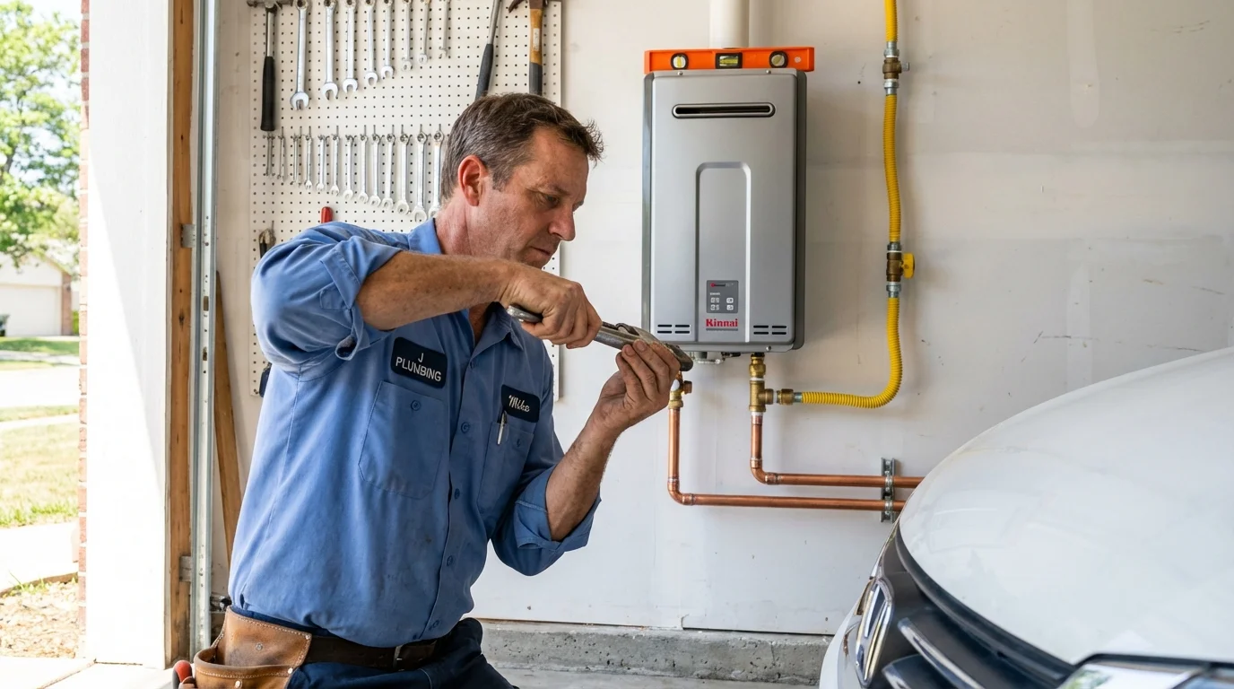 Tankless water heater installation by a Johns Plumbing LLC plumber in Anson